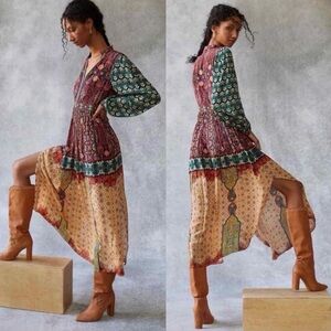 Anthropologie x Bhanuni by Jyoti Ronika Patterned Multicolor Maxi Dress